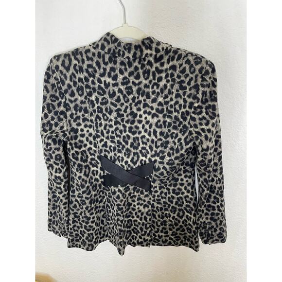 Cabi Leopard Print Gray & Black Ponte Knit Jungle Jacket One Button Blazer sz 4 - Picture 6 of 8